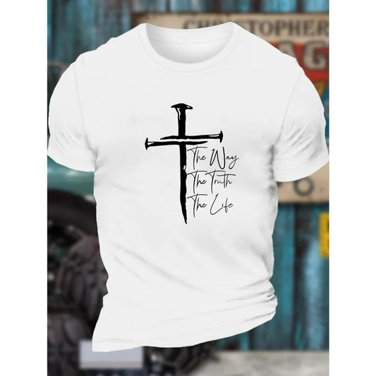 Comfy Men's Casual Crew Neck Short Sleeve Graphic Print T-Shirt for Daily Wear, Work Out, and Vacation Resorts Made in USA