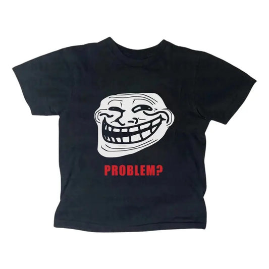 Comic Troll Face Meme Baby Tee, Y2k Top Women Streetwear, Gothic Emo Girl Top, Scene Clothing 2000s, Women Fitted T-Shirt
