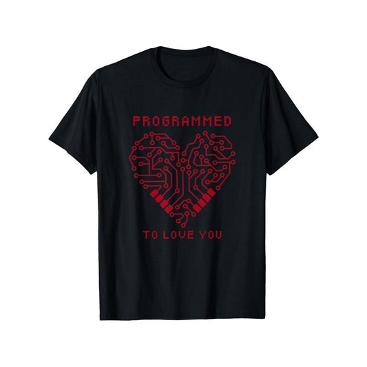 Computer Chip Heart Video Gamer for Valentine'S Day T-Shirt, 100%Cotton, S-XXXL, Valentines Day T-Shirt for Men, 180g Weight Round-Neck made in usa