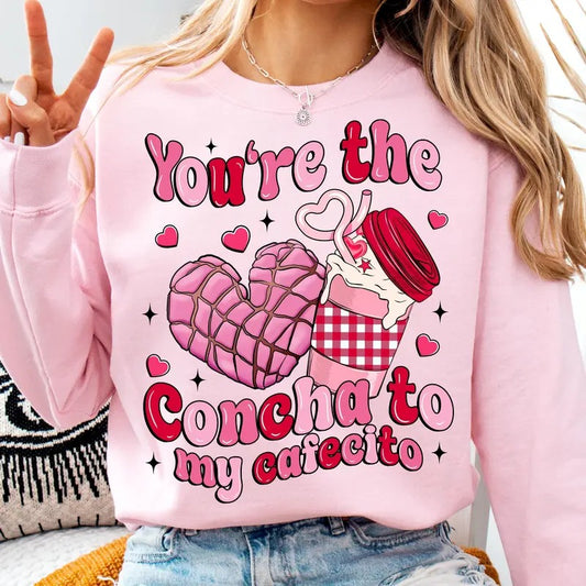 Concha Valentine Tshirt Sweatshirt, Mexican Valentine Sweatshirt, Conchas Pan Dulce Heart, Valentine Mexican Food, Unisex Sweater Pullover Tee