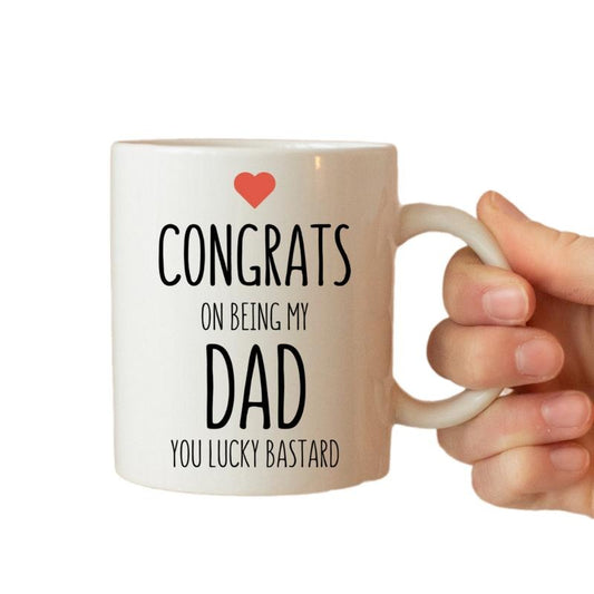 Congrats On Being My Dad You Lucky Bastard Ceramic Mug, Dad Mug Gift, Father's Day Gift For Dad, Birthday Gift, Joke Dad Mug, Novelty Coffee Mug, Gifts For Dad Father, 11 15oz Ceramic Cup, Funny Gifts For Men