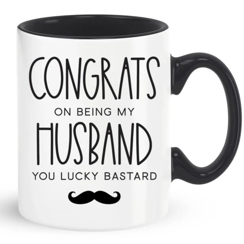 Congrats On Being My Husband You Lucky Bastard Coffee Mug, Boyfriend Gift, Anniversary Gift, Gift For Him, Fun Mug Gift For Husband, 11 15oz Ceramic Cup