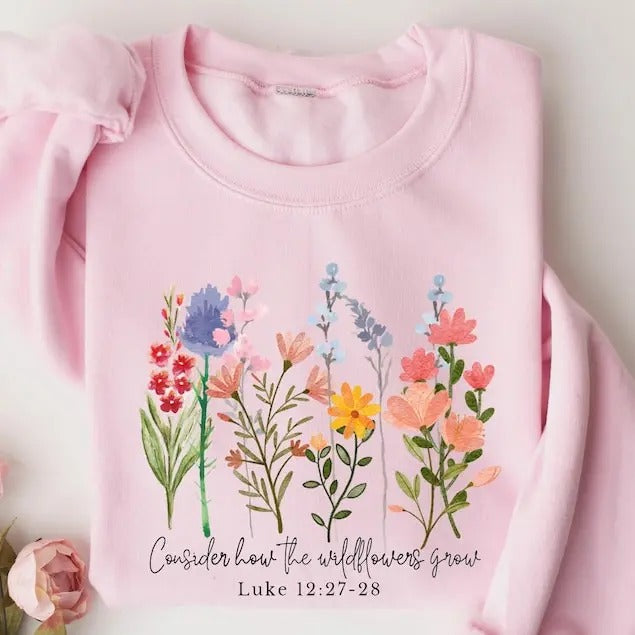 Consider How The Wildflowers Grow , Christian , Bible Verse ,wildflowers , Religious ,christian Gifts