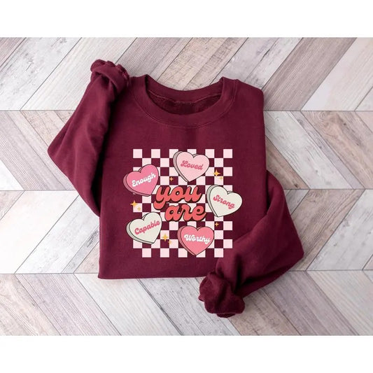 Conversation Hearts Sweatshirt, I Love You Shirt, Heart Candy Shirt, Cute Valentines Sweater, Be Mine Sweatshirt, Valentines Day, Couple Shirt