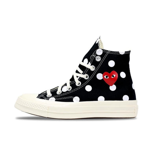 Converse Chuck Taylor Hi x CDG Comme Des Garcons PLAY Polka (157250C) Size 3-12 Runner Canvas Sneakers Trainer Shoes Sports Shoes