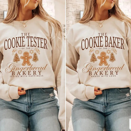 Cookie Tester Cookie Baker Sweatshirt, Gingerbread Christmas Tee Shirt, Xmas Family Matching Shirt, Couple Matching Christmas T-Shirt, Gift For Christmas
