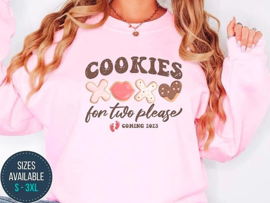 Cookies For Two Please Valentine Sweatshirt, Pregnancy Announcement Valentine Shirt, Pregnancy Reveal Valentine Hoodie, Maternity Shirt