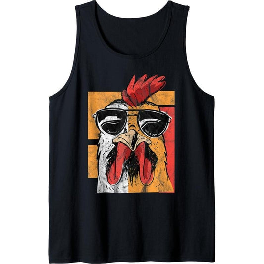 Cool Rooster Wearing Sunglasses Retro Vintage Chicken Tee Tank Top Made in USA