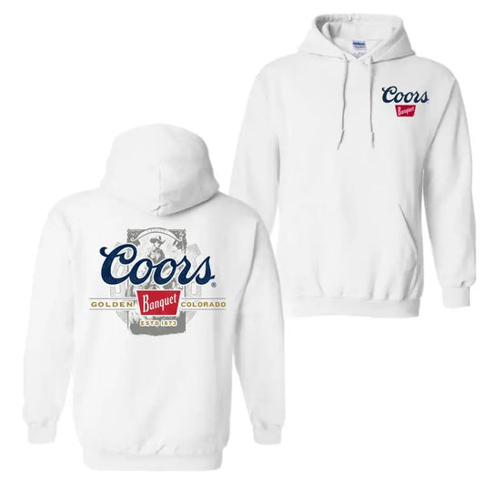 Coors Banquet Beer 2 Sided Hoodie T-Shirt for Men and Women - Trendy Comfort - Casual, Menswear