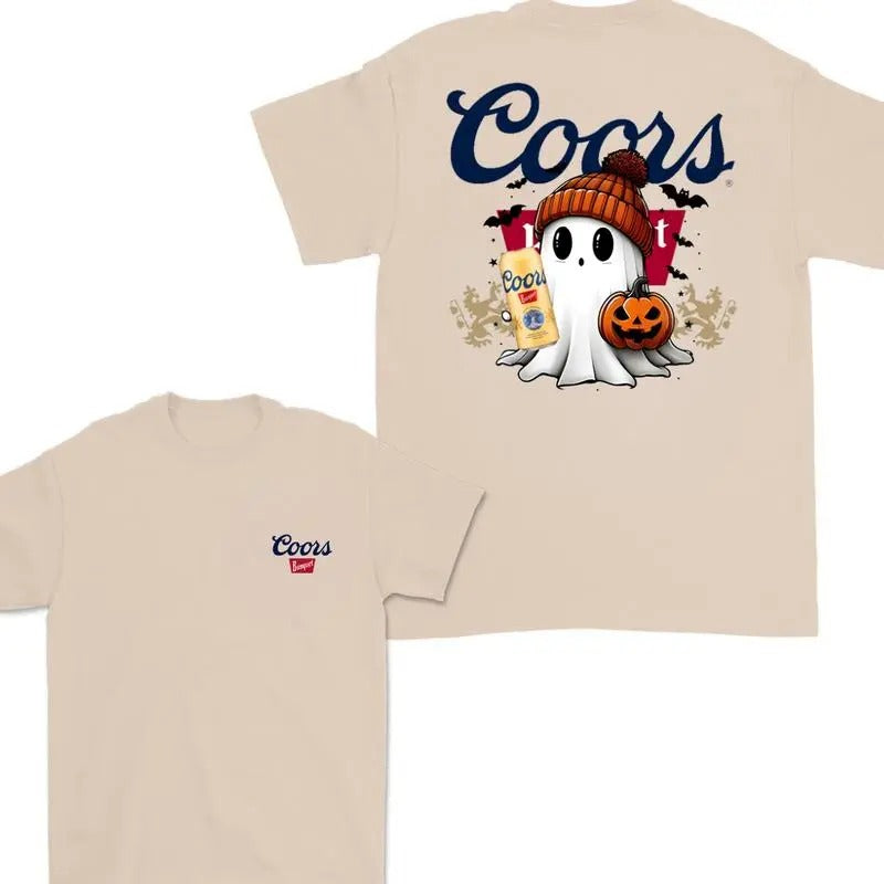 Coors Banquet Ghost Cute Halloween Double Sided T-shirt, Coors Banquet Halloween Shirt For Men And Women , Halloween Cute Ghost Trendy SHirt