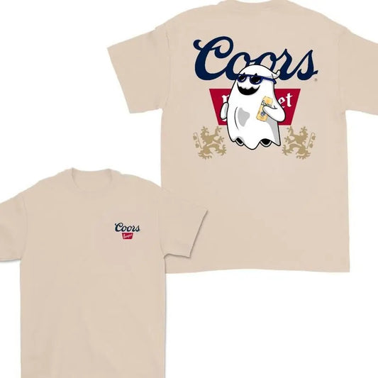 Coors Banquet Ghost Halloween 2 Sided T-shirt for Men and Women - Classic Cotton Tee