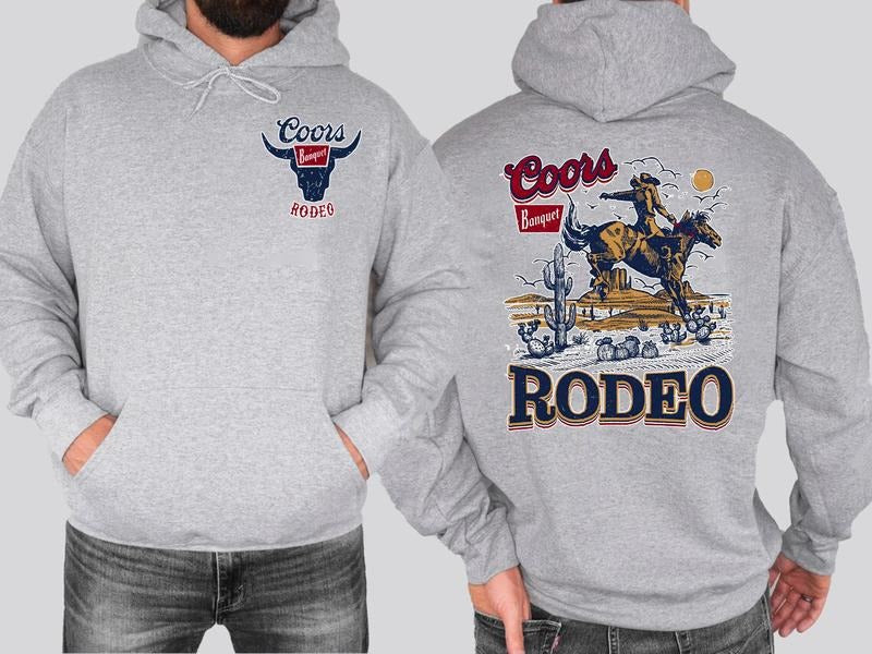 Coors Banquet Rodeo Hoodie 2Sides Printed Classic Fabric Menswear Pullover Hoodie Cotton Pocket