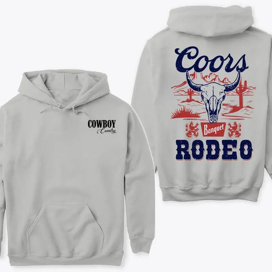 Coors Banquet Rodeo Hoodie Sweatshirt TShirt, Western Rodeo Design with Bold Bull Skull Graphics Sweatshirt, Coors Banquet Hoodie, Unisex Graphic Shirt For Men And Women