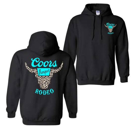 Coors Banquet Rodeo Horns Leopart 2 Sided Hoodie Sweatshirt T-Shirt, Coors Rodeo Shirt For Men And Women