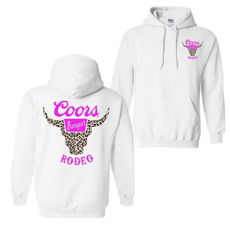 Coors Banquet Rodeo Horns Leopart Hoodie Sweatshirt T-Shirt, Trendy Apparel For Men And Women, Unisex Hoodie