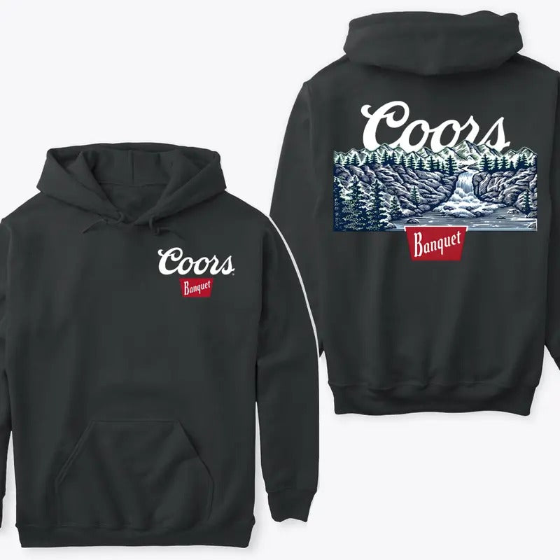 Coors Banquet Waterfall Hoodie Sweatshirt TShirt, Coors Banquet Rodeo Tee, Unisex Graphic Printed Shirts, Unisex Short Sleeve T-shirt For Men, For Women, Trendy Shirts