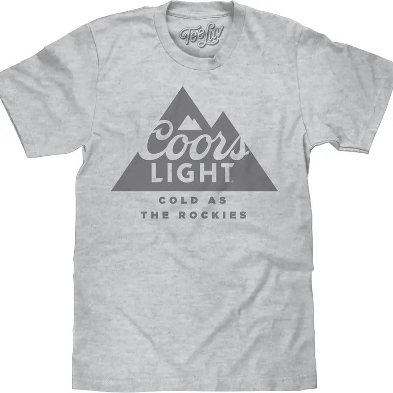 Coors Light Beer Cold as the Rockies Mountain Logo T-Shirt - Athletic Heather Gray