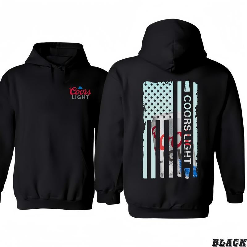 Coors Light Hoodie - American Flag Inspired Design, Trendy and Patriotic, tiktok shop store, Long Sleeve, Sweatshirt for Men and Women