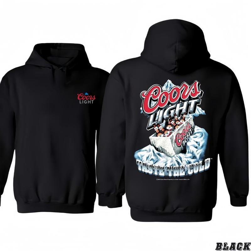 Coors Light Hoodie - Bold Taste The Cood Design Featuring Iconic Beer and Snowy Mountains Graphic, Perfect for Beer Lovers and Casual Style, Unisex Hoodie for Comfort and Cool Vibes