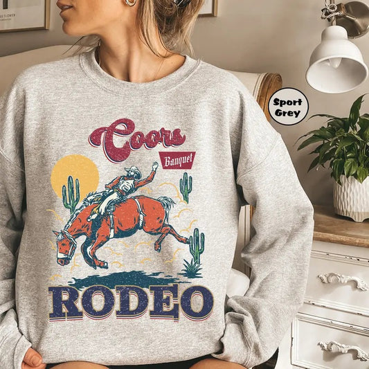 Coors Rodeo Sweatshirt, Western 90s Cowboy Hoodie, Retro Rodeo Outfit, Wildwest Cowboy Clothing