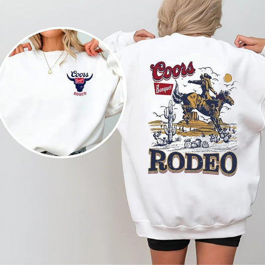Coors Rodeo Vintage 2-sided Sweatshirt, Retro Cowboy Graphic Pullover, Oversized Coors Sweater, Vintage Washed Sweatshirt