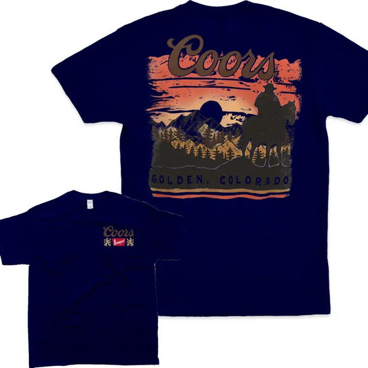Coors Sunset In Golden Colorado T-shirt - Men's Classic Fit Cotton Tee - Menswear Graphic Tee