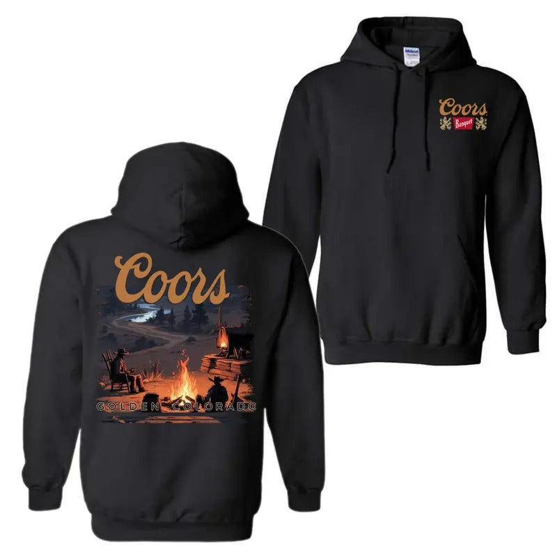 Coors Sunset in Golden Colorado T-Shirt Sweatshirt Hoodie, Coors Banquet Hoodie for Men and Women, Fabric Menswear Tops Casual