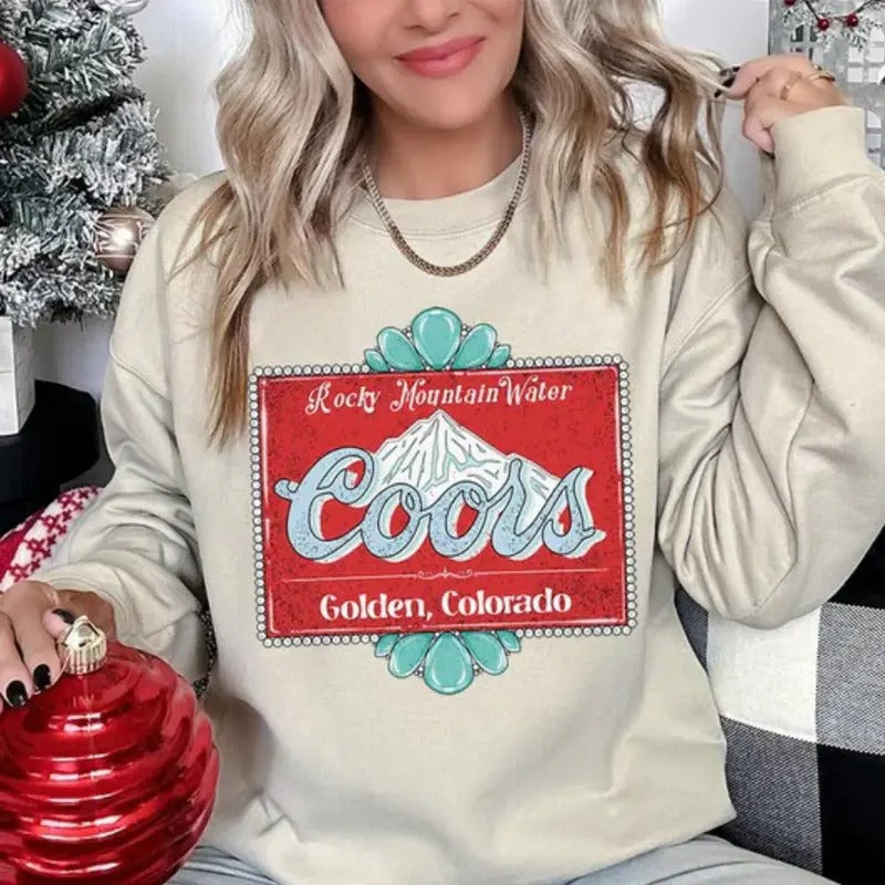 Coors Sweatshirt, western crewneck sweatshirt clothing, western outfits for women, western hoodies tops, country westernn girl clothes, westernfashion
