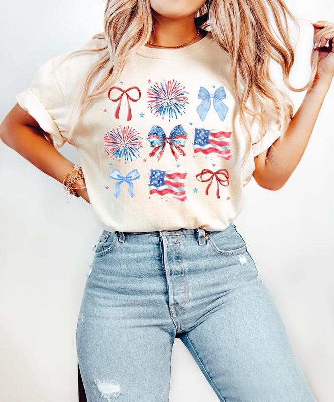Coquette 4th Of July T-Shirt, Coquette Bow 4th Of July sweatshirt, 4th Of July Shirt, Coquette American Flag, Patriotic Coquette Shirt, Patriotic Shirt