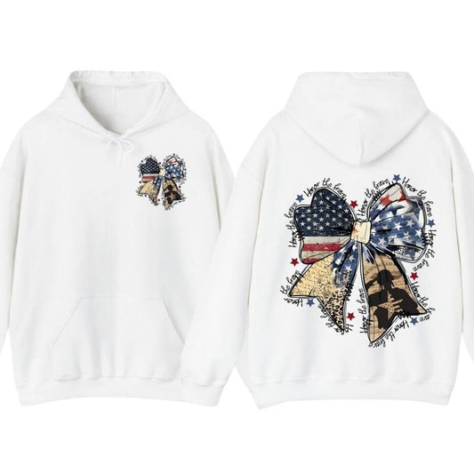 Coquette American 2025 T-Shirt Hoodie, American Flag 4th of July Graphic Tee, Memorial Day Shirt, Christian Clothing Gift For Everyone, Full Size, Full Color