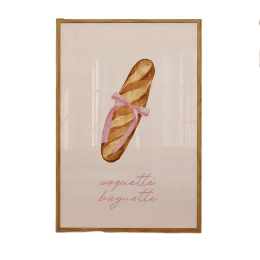 Coquette Baguette Print, Pink Aesthetic Poster, Girly Wall Art, Soft Pink Prints Bow Art Ribbon Cute Poster, Gifts For Her Wall Decor, Poster Prints No Frame, Wall Decoration, Abstract Wall Art, Gifts For Birthday Christmas Xmas