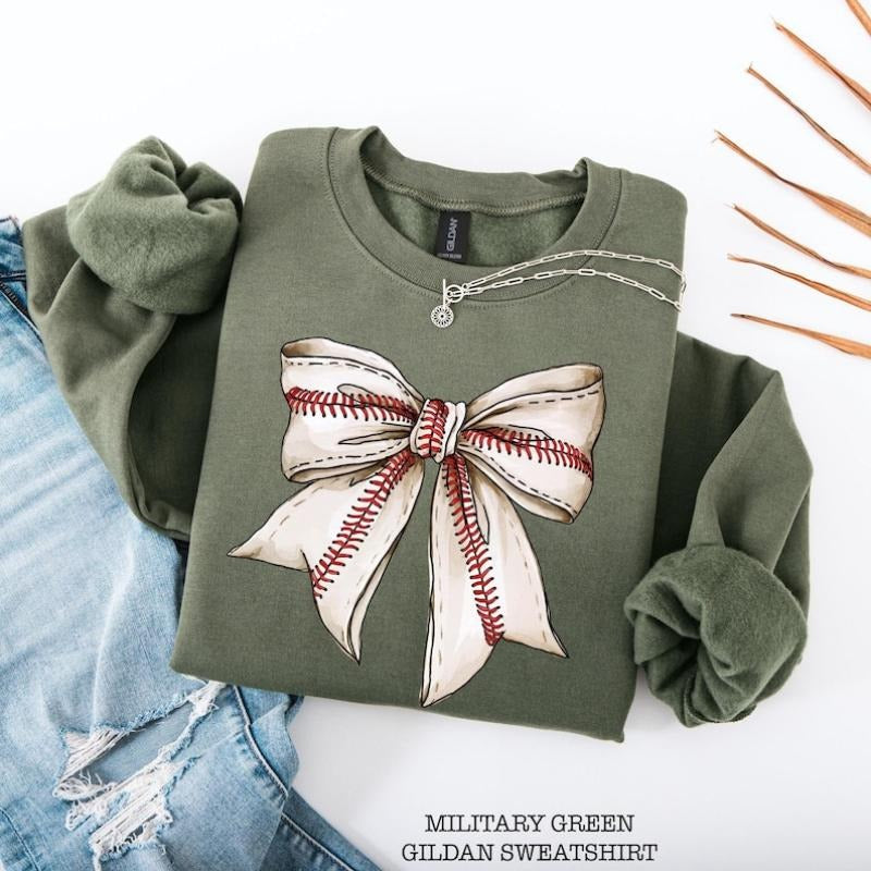 Coquette Baseball Sweatshirt, Baseball Mom Shirt, Game Day Shirt, Fall Baseball Season Tee, Baseball Bow Shirt