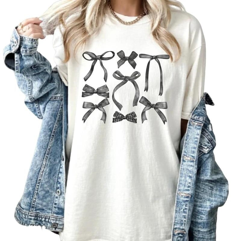 Coquette Black Bows Shirt, Coquette Shirt, Coquette Aesthetic Shirt, Black Ribbon Shirt, Unisex T-Shirt, Gifts For Friends Bff, Short Sleeve Tee Shirt, Gift Ideas For Her, Gifts For Birthday Mothers Day