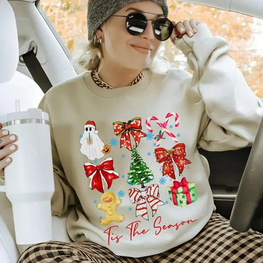 Coquette Bow Santa Shirt, Merry Christmas Shirt, Santa Claus Shirt, Merry Xmas Gift, Christmas Sweatshirt, Christmas Vibes, Xmas Clothing