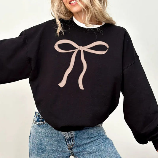 Coquette Bow Sweatshirt, Coquette Pink Bow Sweater, Coquette Aesthetic Crewneck Sweatshirt, Pink Ribbon Tee Shirt, Coquette Style Sweatshirt, Girly Bow Shirt, Gift For Her