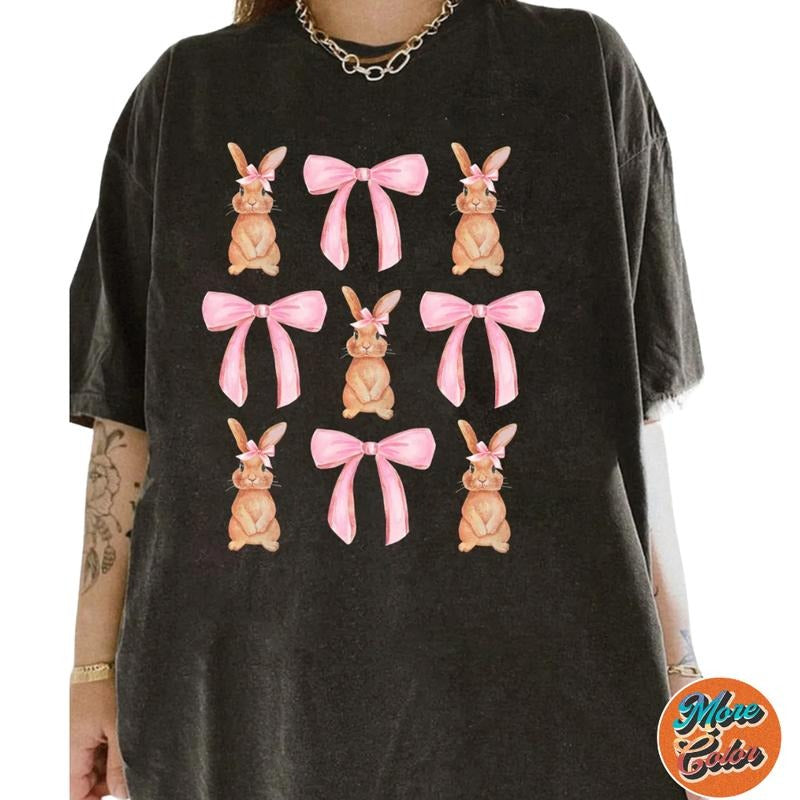 Coquette Bunny Easter Vibes Shirts, Cotton Unisex T-shirt, Crew Neck, Size S- 3XL, Menswear Top, Womenswear Top Underwear Streetwear
