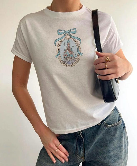 Coquette Castle Baby Tee, Girly Shirt, Coquette Girl Shirt, Magical Land Tee, Baby Tee Y2k Clothing, Girls Trip 2024 Baby Tee