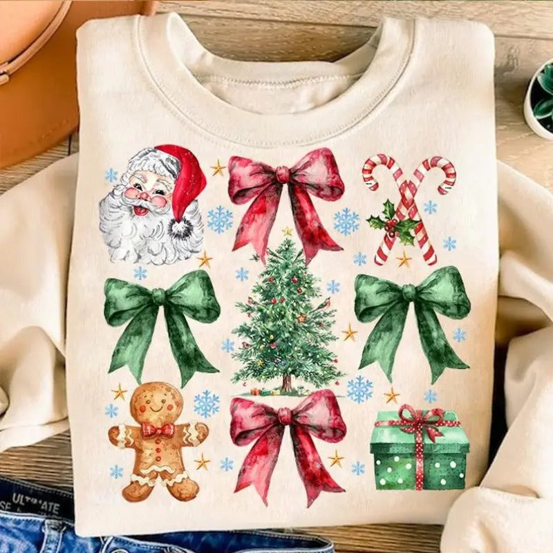 Coquette Christmas Shirt, Coquette Bow Sweatshirt, Christmas  Trending Shirt, Retro Holidays Girly Christmas Tee