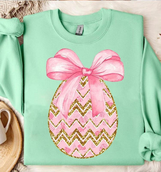 Coquette Easter Eggs Sweatshirt, Easter Vibes, Happy Easter Sweatshirt, Easter Shirt Sweater Gift, Gifts For Family Friends, Easter Shirt, Easter Gifts For Adults Sweater, Long Sleeve Crewneck Shirt