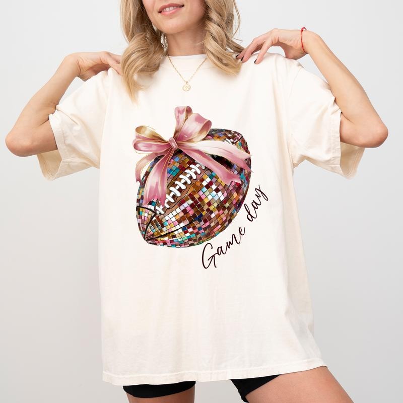 Coquette Football Comfort Colors Shirt, Game Day Graphic Tee, Fall Football Unhinged Shirt, Football Season T-shirt For Women, Football Mom Tee, Gift For Mom, Comfy Fabric Graphic Tee, Women's Top, Womenswear, Cotton Fabric Relaxed Fit Chic Style