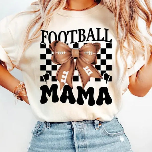 Coquette Football Mama Shirt, Football Season Tee, Trendy football mama girly football tee coquette bow football shirt gift