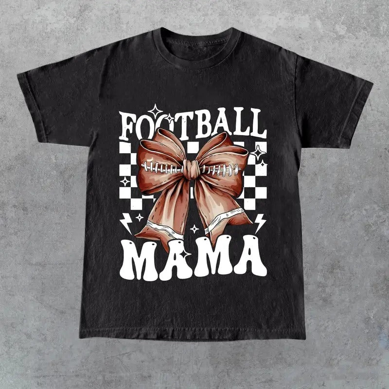Coquette Football Mama Shirt, Game Day Shirt, Football Coquette Bow,Football Season Tee, Fall Football Season Shirt, Full Sizes, Full Colors, Cotton Round Neck Tee