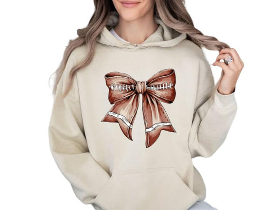 Coquette Football Shirt, Football Bow Sweatshirt, Football Mom Shirt, Game Day Shirt, Fall Football Season Tee, Sports Gift, Unisex Crewneck Pullover Tee, Classic Streetwear