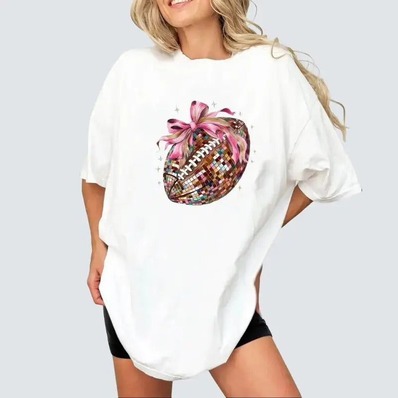 Coquette Football Vintage Tee, Football Bow Sweatshirt,Game Day, Women's Tops, Sweatshirt  Game Day