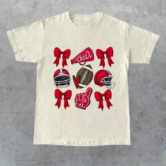 Coquette Game Day Shirt, Football Game Day T-shirt, Coquette Football Shirt, Sports Team Spirit Shirt, Coquette Aesthetic Shirt, Football Lover Shirt, Womenswear Casual Fit Top