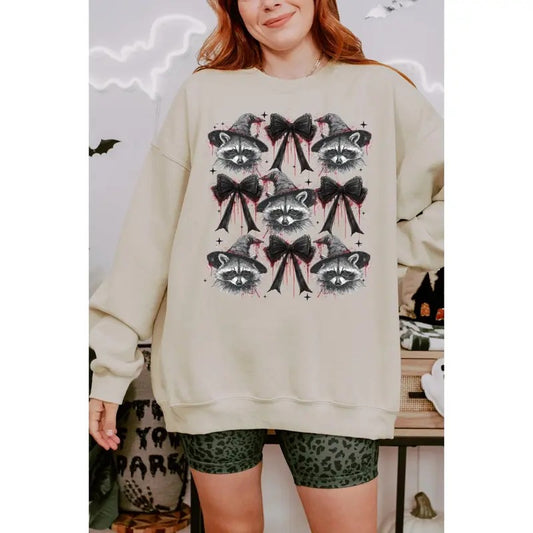 Coquette Halloween Feral Raccoon Sweatshirt For Women, Raccoon Lovers, Raccon Tee, Oversized Tee, Raccoon Gift Casual Comfort