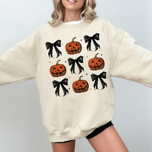 Coquette Halloween Sweatshirt, Pumpkin Coquette Bow Sweatshirt, Womens Halloween Sweatshirt, Pumpkin Sweater, Witch Sweatshirt, etro Coquette Halloween Sweatshirt, Halloween Crewneck