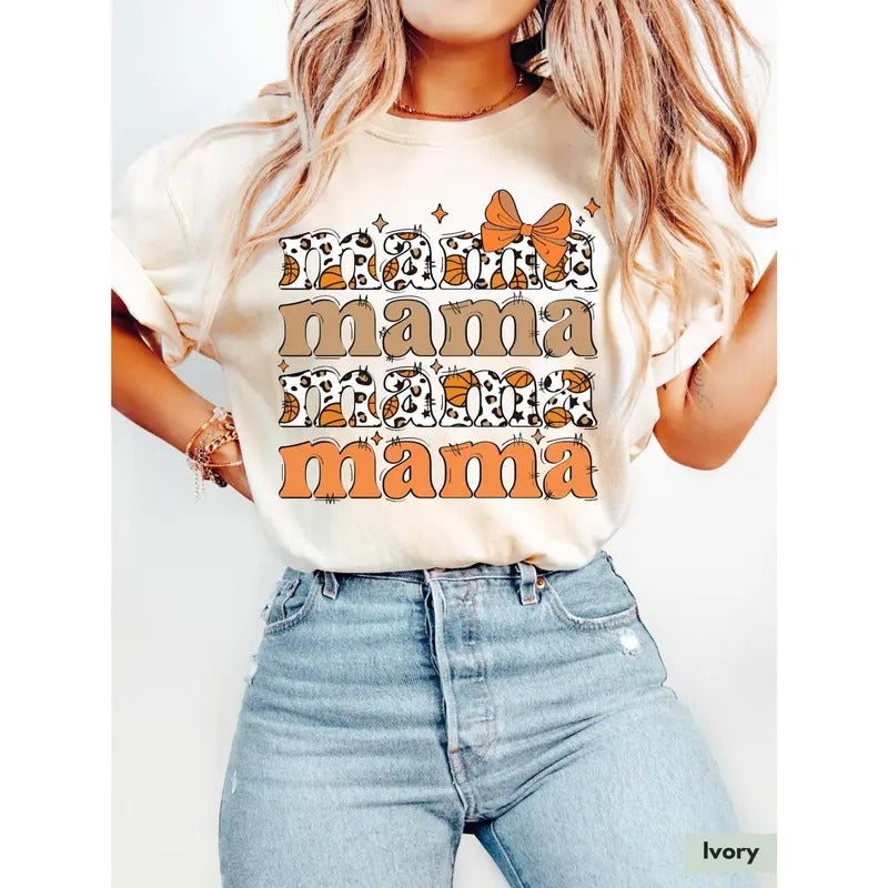 Coquette Mama Basketball T-Shirt, Basketball Mom Shirt Womens Basketball T-Shirt, Basketball Lover Gift for Basketball Season