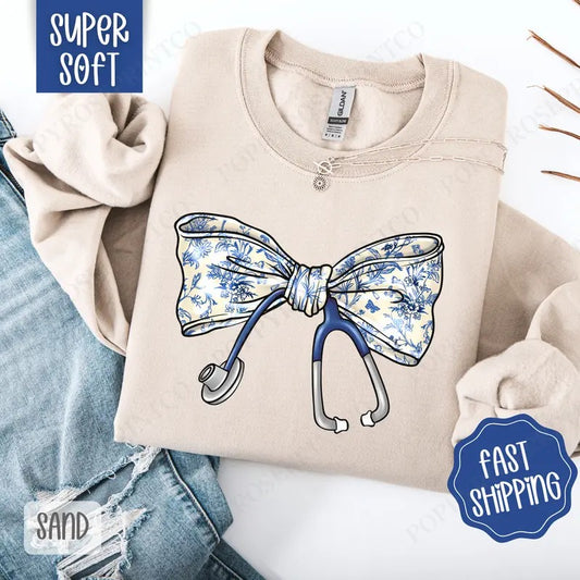 Coquette Nurse Bow Sweatshirt, RN Crewneck, Gift for Nurse