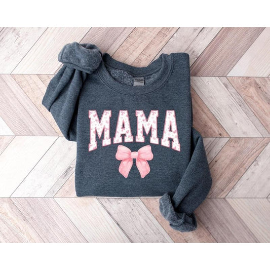 Coquette Pink Mama Sweatshirt, Cute Pink Bow Mama t-Shirt, Popular Mother Tee, Trendy Mother Gift, Mother Day Gift